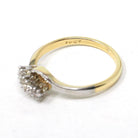 Diamond Bypass Ring - Art Deco 18k Yellow & White Gold .16 CTW Old European Cut Band - Circa 1930s Era Size 6 Fine Bridal Engagement Jewelry