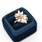 Opal Cluster Ring - Vintage 14k Yellow Gold Natural Gemstones & .03 CTW Diamond Accent - Retro Circa 1970s Size 8 1/2 Fine Floral Jewelry