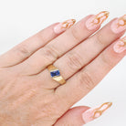 Modern Tanzanite Ring - Estate 14k Yellow Gold Natural Purple Blue Gemstone - Circa 2000's Era Size 6 1/4 December Birthstone Fine Jewelry