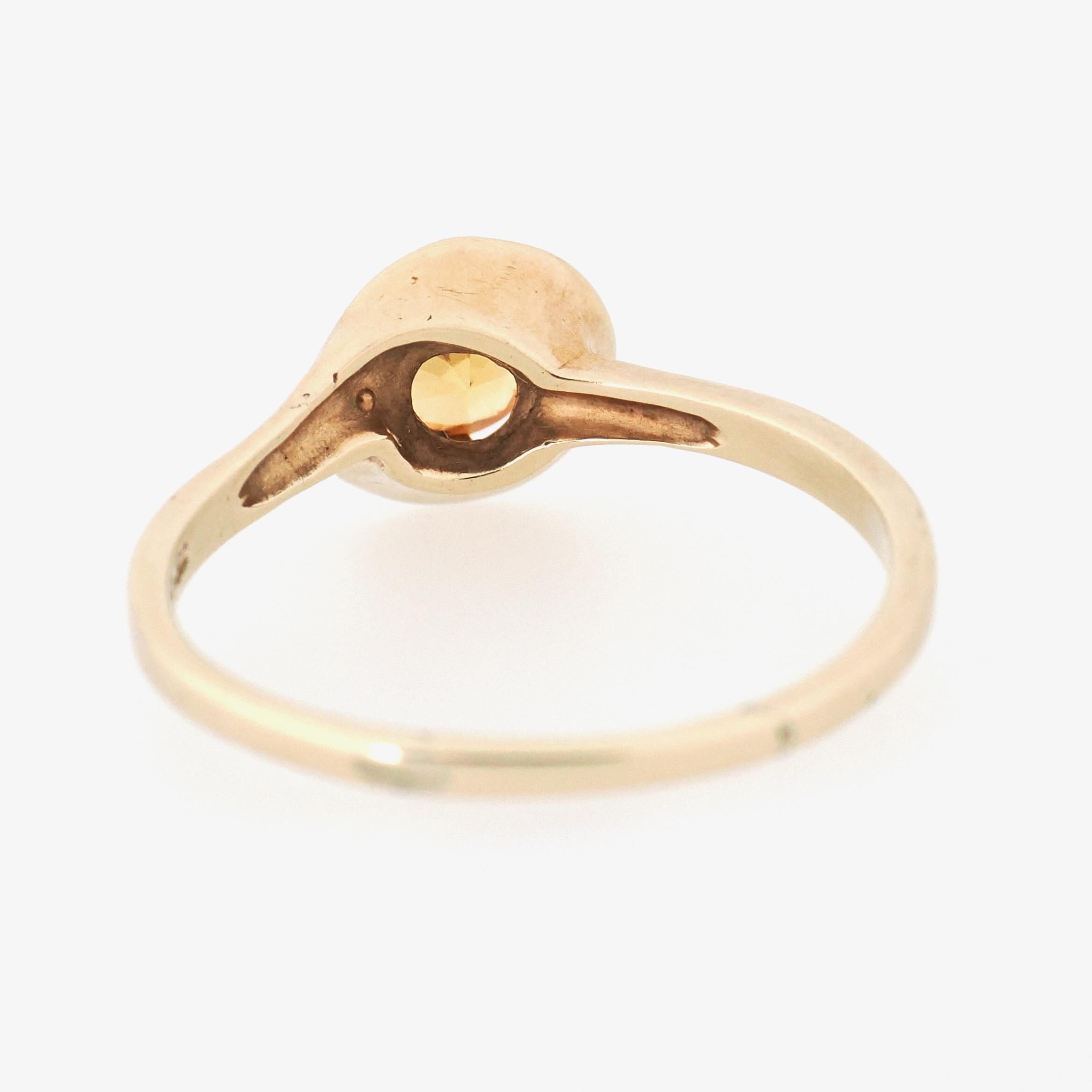 Created Yellow Sapphire Ring - Mid Century 10k Yellow Gold Round Faceted Stone - Vintage Circa 1940s Size 9 1/4 Solitaire Style Fine Jewelry