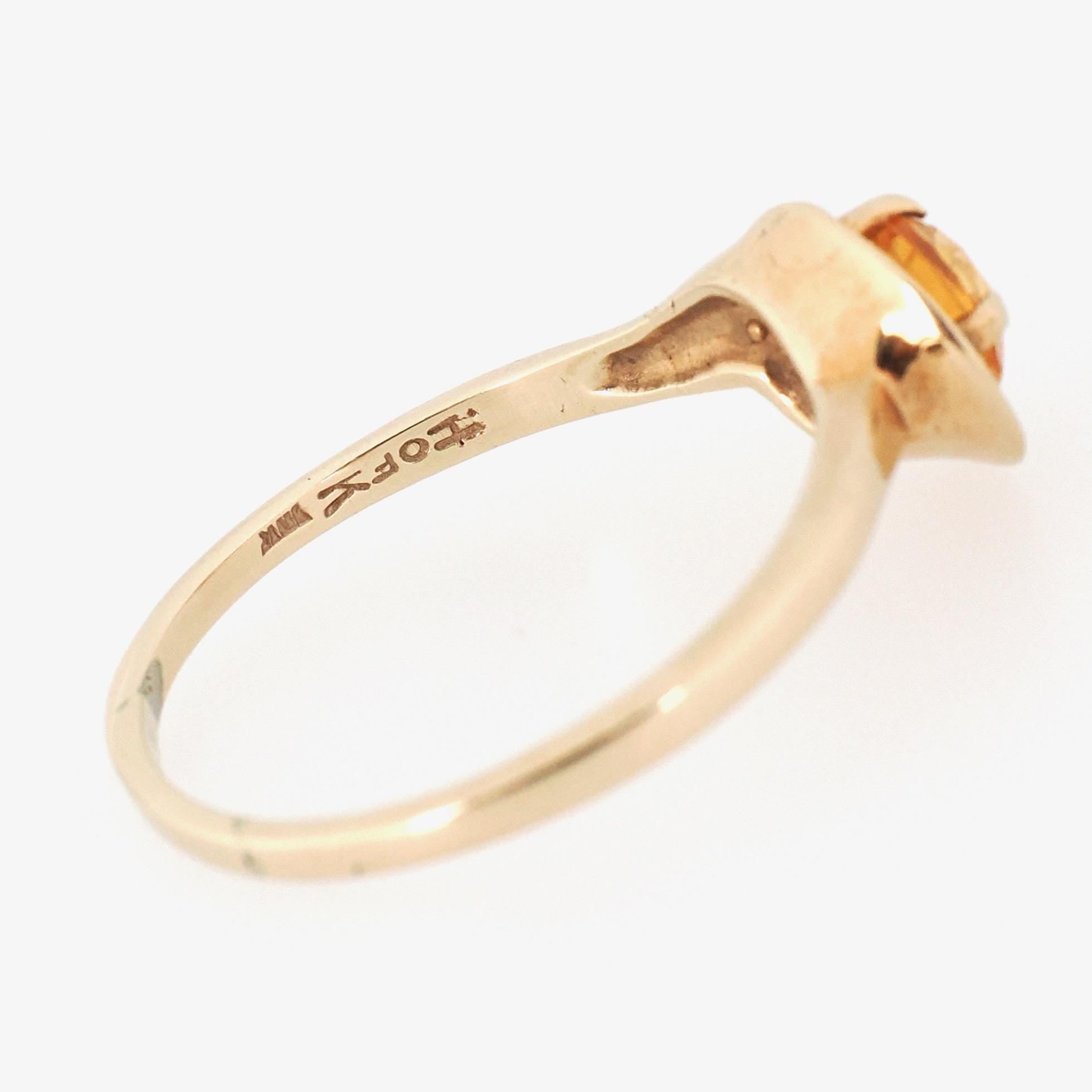 Created Yellow Sapphire Ring - Mid Century 10k Yellow Gold Round Faceted Stone - Vintage Circa 1940s Size 9 1/4 Solitaire Style Fine Jewelry