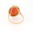 Vintage Cameo Ring - Mid Century 18k Yellow Gold Carved Shell Twisted Rope Solitaire - Circa 1940s Size 6 1/4 Full Body Muse Fine Jewelry