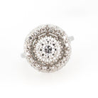 Diamond Halo Ring - Mid Century 14k White Gold .47 CTW Natural Prong Set Tiered Cluster - Vintage Circa 1950s Size 6 Fine Engagement Jewelry