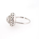 Diamond Halo Ring - Mid Century 14k White Gold .47 CTW Natural Prong Set Tiered Cluster - Vintage Circa 1950s Size 6 Fine Engagement Jewelry