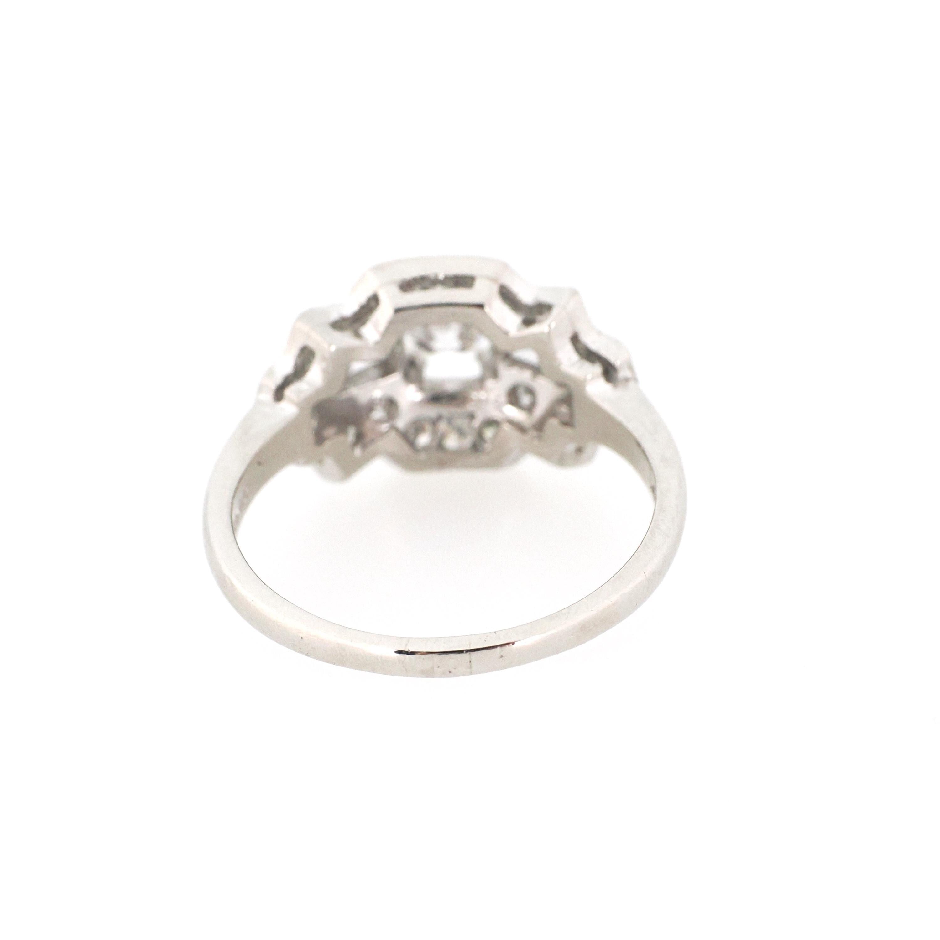 Vintage Engagement Ring - Mid Century Era Platinum 1.21 CTW Natural Diamonds - Circa 1950s Era Size 7 3/4 Fine East West Halo Bridal Jewelry