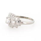 Vintage Engagement Ring - Mid Century Era Platinum 1.21 CTW Natural Diamonds - Circa 1950s Era Size 7 3/4 Fine East West Halo Bridal Jewelry