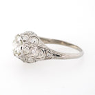 1.18 ct Old European Cut Diamond Ring - Platinum 1.53 CTW Natural Diamond Filigree Engagement - Circa 1920s Era Size 6 Mermaid Fine Jewelry