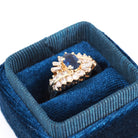Ballerina Halo Ring - Estate 14k Yellow Gold .46 CT Natural Blue Sapphire .54 CTW Diamonds - Modern 1990s Size 4.25 Engagement Fine Jewelry