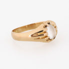 Cat's Eye Moonstone Ring - Edwardian 18k Yellow Gold Natural Phenomenal Gemstone Belcher Solitaire - Circa 1910s Era Size 9 1/2 Fine Jewelry