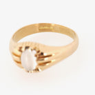 Cat's Eye Moonstone Ring - Edwardian 18k Yellow Gold Natural Phenomenal Gemstone Belcher Solitaire - Circa 1910s Era Size 9 1/2 Fine Jewelry