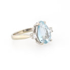 Mid Century Aquamarine Ring - Vintage 14k White Gold Natural 2.25 CT Blue Gem & Diamonds - Circa 1960s Size 6 Alternative Engagement Jewelry