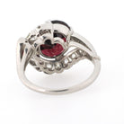 Bypass Halo Ring - Mid Century Platinum 6.55 CT Natural Red Garnet .91 CTW Diamond Swirl Engagement - Circa 1950s Size 6 1/2 Fine Jewelry