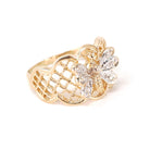 Butterfly Filigree Ring - Modern 14k Yellow & White Gold .04 CTW Natural Diamonds - Circa 2000s Size 7 1/2 Figural Winged Bug Fine Jewelry