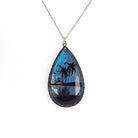 Morpho Butterfly Pendant - Mid Century Sterling Silver Blue Wing Necklace - Circa 1940s Era Tropical Sun Palm Tree Beach Souvenir Jewelry