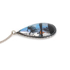 Morpho Butterfly Pendant - Mid Century Sterling Silver Blue Wing Necklace - Circa 1940s Era Tropical Sun Palm Tree Beach Souvenir Jewelry