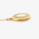 Vintage Flower Locket - Mid Century 14k Gold Filled Oval Pendant Necklace - Circa 1960s Era Keepsake Photo Nature Inspired Marathon Jewelry