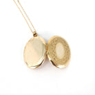 Vintage Flower Locket - Mid Century 14k Gold Filled Oval Pendant Necklace - Circa 1960s Era Keepsake Photo Nature Inspired Marathon Jewelry