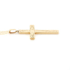 Vintage Cross Necklace - Mid Century 14k Yellow Gold Engraved Etched Pendant Charm - Circa 1950s Era Petite Religious Faith Esemco Jewelry