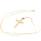 Vintage Cross Necklace - Mid Century 14k Yellow Gold Engraved Etched Pendant Charm - Circa 1950s Era Petite Religious Faith Esemco Jewelry