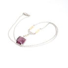 Art Deco Lavalier - Vintage 10k White Gold Simulated Amethyst Purple Glass Seed Pearl Gemstone Necklace - Circa 1930s February Fine Jewelry