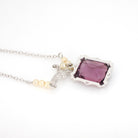 Art Deco Lavalier - Vintage 10k White Gold Simulated Amethyst Purple Glass Seed Pearl Gemstone Necklace - Circa 1930s February Fine Jewelry