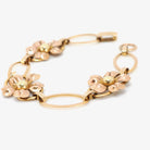 Vintage Flower Bracelet - Retro 12k Gold Filled Yellow & Rose Gold Statement Panels - Circa 1940s Era Fashion Accessory Van Dell Jewelry