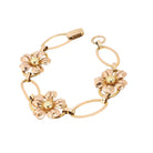 Vintage Flower Bracelet - Retro 12k Gold Filled Yellow & Rose Gold Statement Panels - Circa 1940s Era Fashion Accessory Van Dell Jewelry