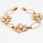 Vintage Flower Bracelet - Retro 12k Gold Filled Yellow & Rose Gold Statement Panels - Circa 1940s Era Fashion Accessory Van Dell Jewelry
