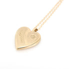 Estate Heart Locket - Modern 14k Gold Filled Engraved Flower Leaf Design Necklace Pendant - Circa 2000's Era Photograph Keepsake PPC Jewelry
