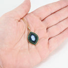 Inlayed Gemstone Pendant - Modern 14k Yellow Gold Natural Opal Lapis Malachite Onyx Charm - Circa 2000s Era Mystical Lantern Fine Jewelry