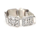 David Anderson Adam & Eve Bracelet - Mid Century Sterling Silver Panel Link Statement - Circa 1950s Era Collectible Signed Religious Jewelry