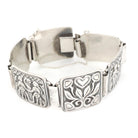 David Anderson Adam & Eve Bracelet - Mid Century Sterling Silver Panel Link Statement - Circa 1950s Era Collectible Signed Religious Jewelry