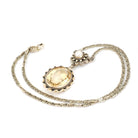 Vintage Citrine Necklace - Mid Century Gold Wash Over Sterling Silver Natural Gem & Cultured Pearl - Circa 1940s Era Floral Nature Jewelry