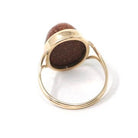 Vintage Goldstone Ring - Mid Century 10k Yellow Gold Glittery Brown Aventurine Glass - Circa 1940s Era Size 4 1/4 Cabochon Cut Fine Jewelry