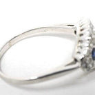 Mid Century Cluster Ring - Vintage 14k White Gold Natural Blue Sapphire & Diamond Princess Style - Circa 1950s Era Size 10 1/2 Fine Jewelry