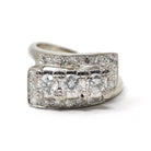 Mid Century Diamond Ring - Vintage 14k White Gold Natural .90 CTW Cocktail Bypass Band - Circa 1950s Era Size 6 1/2 Fine Statement Jewelry