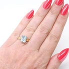 Modern Aquamarine Ring - Estate 18k Yellow Gold Emerald Cut 2.14 CT Blue Gem - Estate Circa 2000s Era Size 5 1/2 March Birthstone Jewelry