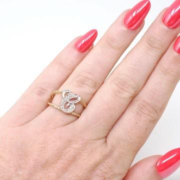 Letter "C" Ring - Estate 14k Yellow & White Gold Initial Monogram Diamonds - Modern Circa 1990s Era Size 5 Statement Twisted Design Jewelry