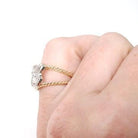 Letter "C" Ring - Estate 14k Yellow & White Gold Initial Monogram Diamonds - Modern Circa 1990s Era Size 5 Statement Twisted Design Jewelry