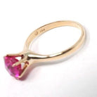 Created Ruby Ring - Mid Century 10k Yellow Gold Round Faceted 1.90 CT Red Pink Stone - Vintage Circa 1940s Era Size 5 3/4 Solitaire Jewelry