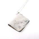 Vintage Stamp Book Locket - Estate English Sterling Silver Collectors Pendant Necklace - Circa 1990s Era Square Memento Keepsake Jewelry