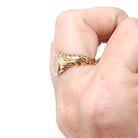 Art Nouveau Signet Ring - Antique 10k Yellow Gold Engraved Script Initials - Vintage Edwardian Early 1900s Size 7 Bearded Man Fine Jewelry