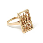 Vintage Abacus Ring - Retro 14k Yellow Gold Articulated Ancient Calculator - Circa 1960s Era Size 7 Educator Teacher Statement Fine Jewelry