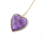 Amethyst Heart Necklace - Modern Estate 18k Yellow Gold Bezel Natural Gemstone Pendant Charm - Circa 2000s Fine February Birthstone Jewelry