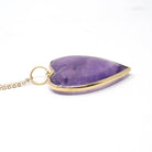 Amethyst Heart Necklace - Modern Estate 18k Yellow Gold Bezel Natural Gemstone Pendant Charm - Circa 2000s Fine February Birthstone Jewelry