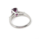Ruby & Diamond Ring - Estate Platinum Natural Pink Red Gemstone Tapered Baguette Engagement - Modern Era Size 5 3/4 Fine Anniversary Jewelry