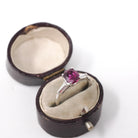 Ruby & Diamond Ring - Estate Platinum Natural Pink Red Gemstone Tapered Baguette Engagement - Modern Era Size 5 3/4 Fine Anniversary Jewelry