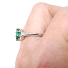 Vintage Emerald & Diamond Ring - Mid Century Platinum Natural Green Marquise Gem Engagement - Circa 1960s Era Size 6 1/4 May Fine Jewelry