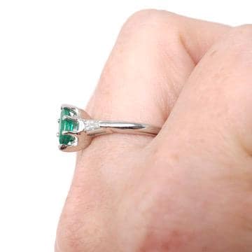 Vintage Emerald & Diamond Ring - Mid Century Platinum Natural Green Marquise Gem Engagement - Circa 1960s Era Size 6 1/4 May Fine Jewelry