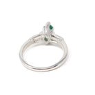 Vintage Emerald & Diamond Ring - Mid Century Platinum Natural Green Marquise Gem Engagement - Circa 1960s Era Size 6 1/4 May Fine Jewelry